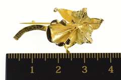 18K Yellow Gold Retro Ornate Orchid Flower 3D Statement Pin/Brooch