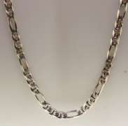 Italian Figaro Sterling Silver Chain Necklace