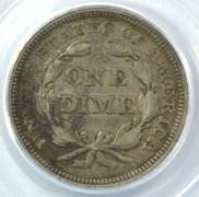 1858 Liberty Seated Dime. PCGS VF25