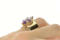 10K Yellow Gold Marquise Amethyst Solitaire Statement Cocktail Ring
