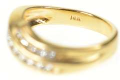 14K Yellow Gold 0.63 Ctw Wavy Diamond Channel Men's Band Ring