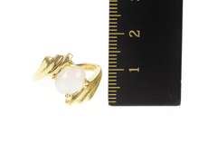 14K Yellow Gold Retro Ornate Natural Opal Cabochon Bypass Ring