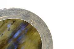 Sterling Silver Oval Natural Labradorite Cabochon Pendant