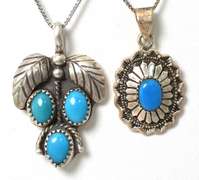Pair of Native American Turquoise Necklaces in Sterling Silver