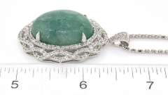 Enamoring Huge 30.03CTS Natural Emerald & 3.28CTW White Sapphire Necklace in Vermeil