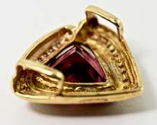 Gorgeous Vibrant Orange-Pink Tourmaline and Diamond 14K Slider