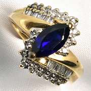 Pleasing Marquise Sapphire & Diamond Ring