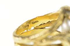 18K Yellow Gold Textured Tree Branch Retro Cocktail Ring