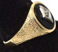 Bold Onyx & Diamond Ring in Yellow Gold