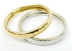 2 14K Yellow & White Gold Stacking Bands, Size 9