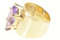 10K Yellow Gold Marquise Amethyst Solitaire Statement Cocktail Ring