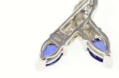 10K White Gold Pear Syn. Sapphire Diamond Accent Loop Pendant