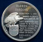 Sterling Silver Warren Harding Medal