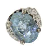 Incredible Oval Aquamarine and Diamond Ring