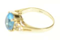 14K Yellow Gold Oval Blue Topaz Diamond Cluster Cocktail Ring