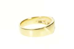14K Yellow Gold Men's Classic Grooved Diamond Wedding Band Ring