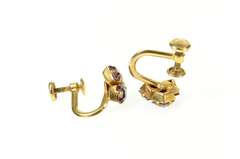 Gold Filled Square Sim. Amethyst Cluster Screw Back Earrings