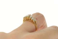 14K Yellow Gold 0.74 Ctw Marquise Graduated Diamond Band Ring