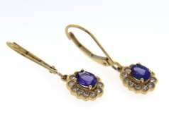Fantastic Tanzanite and Diamond Scalloped Halo Earrings