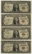 4 Series of 1935-A $1 Hawaii Silver Certificate notes