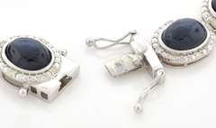 Mesmerizing 107.60 CTW Star Sapphire & Diamond Necklace in Sterling Silver