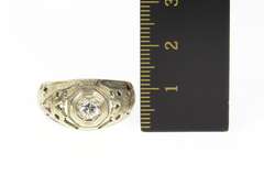 18K White Gold 0.36 Ct Diamond Ornate Men's Masonic Ring