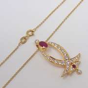 Glamorous 21kt Yellow Gold Ruby and Diamond Necklace
