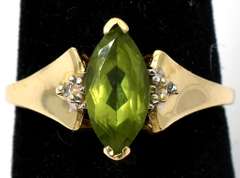 Sweet Marquise Peridot Ring in Yellow Gold