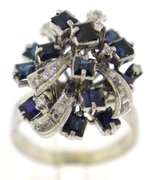 Vintage 14kt White Gold Blue Sapphire and Diamond Ring