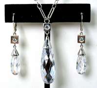 Sterling Silver Crystal Necklace and Earrings