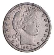 1903-O Barber Head Silver Quarter - Circulated