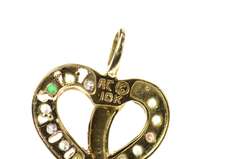 10K Yellow Gold Gem Inset Classic Heart Mother's Day Mom Charm/Pendant