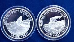 Lot of 2 National Fishing Grand Slam 1 OZ Silver Round