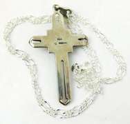 Large Sterling Silver Marcasite Cross & Chain