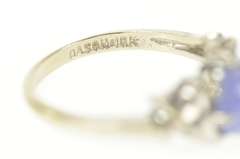 10K White Gold Retro Ornate Syn. Blue Star Sapphire Diamond Ring