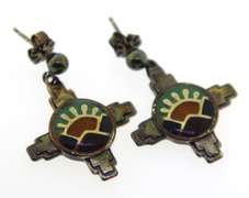 Sterling Silver Enamel Drop Earrings