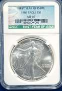 1986 Silver Eagle First Year of Issue NGC MS69