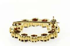 10K Yellow Gold Retro Round Garnet Classic Circle Pin/Brooch