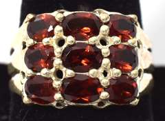 Bold 9-Stone Garnet Ring in Sterling Silver