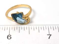 Unique Blue Topaz Ring in 14KT Yellow Gold