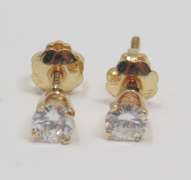 Sparkling 14kt YG Round Brilliant Cut Diamond Solitaire Earrings