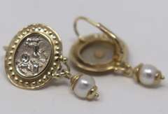 Beautiful 14kt Yellow Gold & Pearl Dangle Earrings