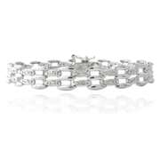 Silver Tone Diamond Accent Bar Link Bracelet