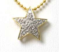 Sparkling Diamond Star Pendant and Chain in 14KT Yellow Gold