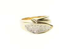14K Yellow Gold Two Tone Pave Diamond Geometric Statement Ring