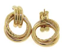 Fancy Yellow Gold Interlocking Circle Earrings