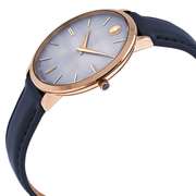 Movado Pastel Blue Dial Navy Leather Ladies