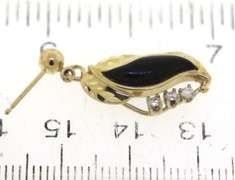 Wonderful 14kt YG Set of Black Onyx Leaf Design Necklace & Earrings