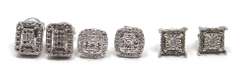 Lot of 3 Sterling Silver Cubic Zirconia Stud Earrings