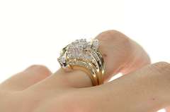 10K Yellow Gold 0.87 Ctw Classic Diamond Encrusted Bypass Ring